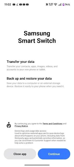 Screenshot of Smart Switch App